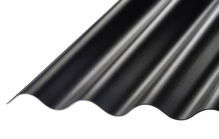 SUNLUX Sinus, PVC bølgeplader profil 76/18, Sort, 900mm x 2000mm